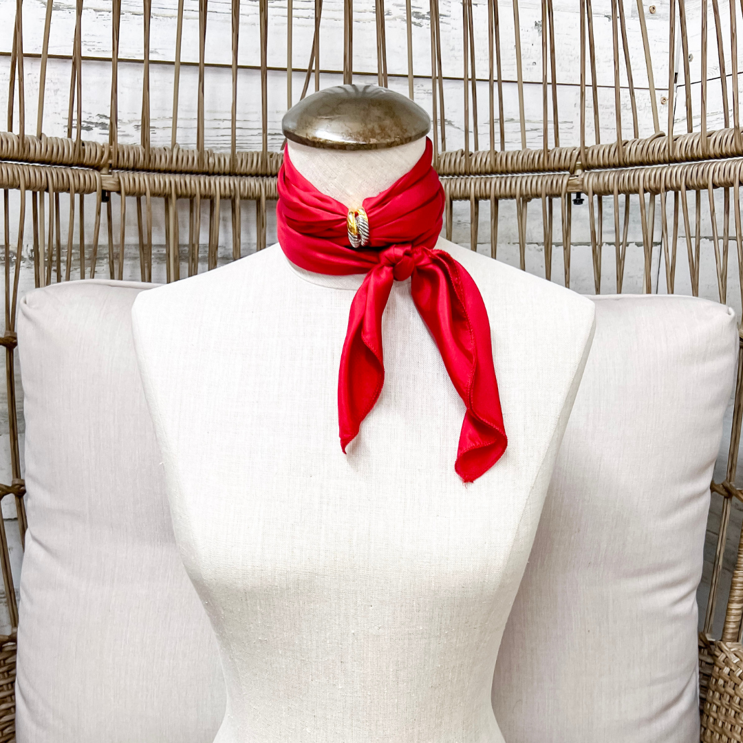 Wyoming Traders | Solid Silk Wild Rag Scarf in Red