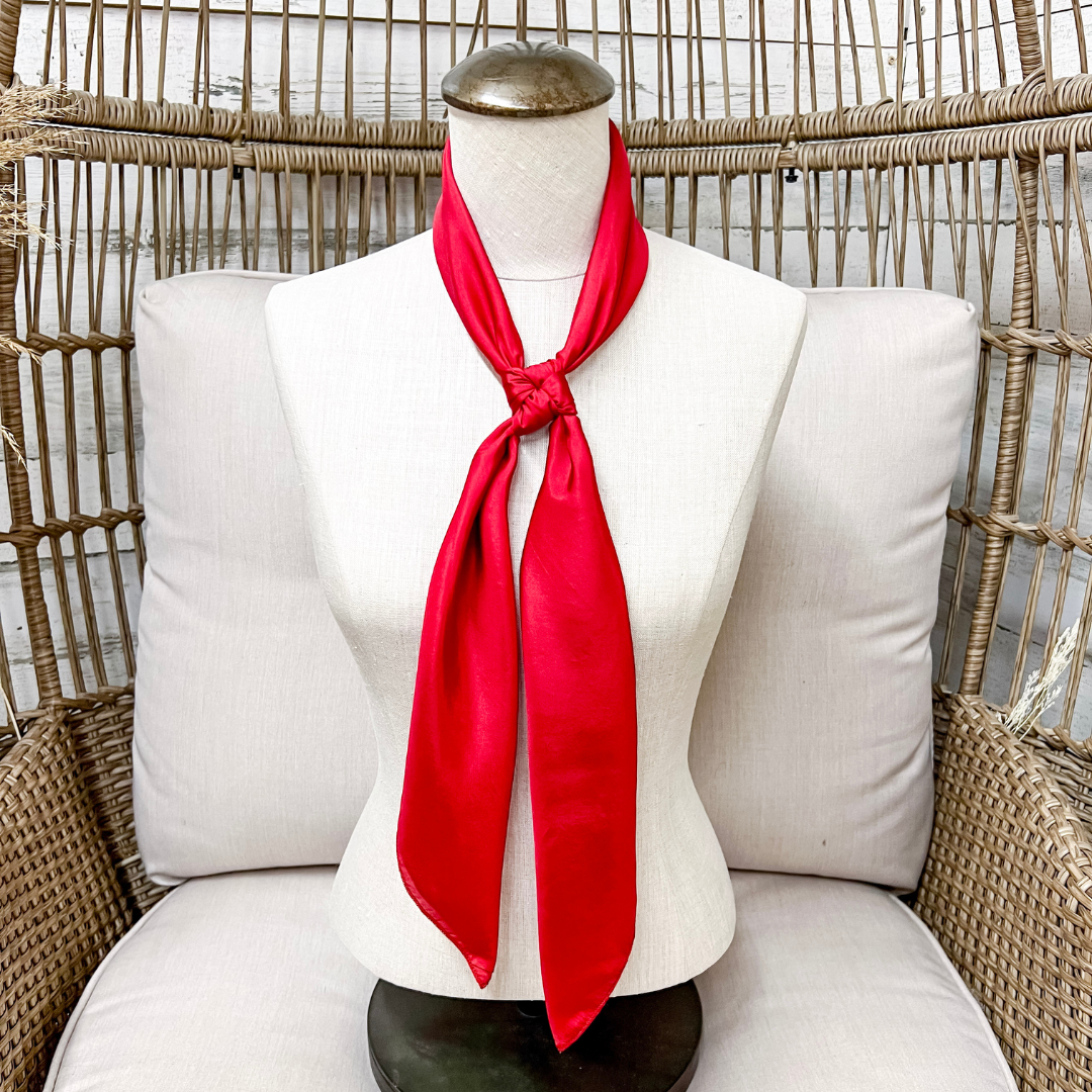 Wyoming Traders | Solid Silk Wild Rag Scarf in Red