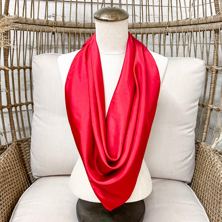 Wyoming Traders | Solid Silk Wild Rag Scarf in Red