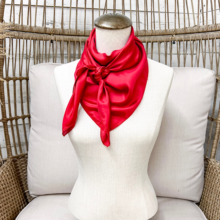 Wyoming Traders | Solid Silk Wild Rag Scarf in Red