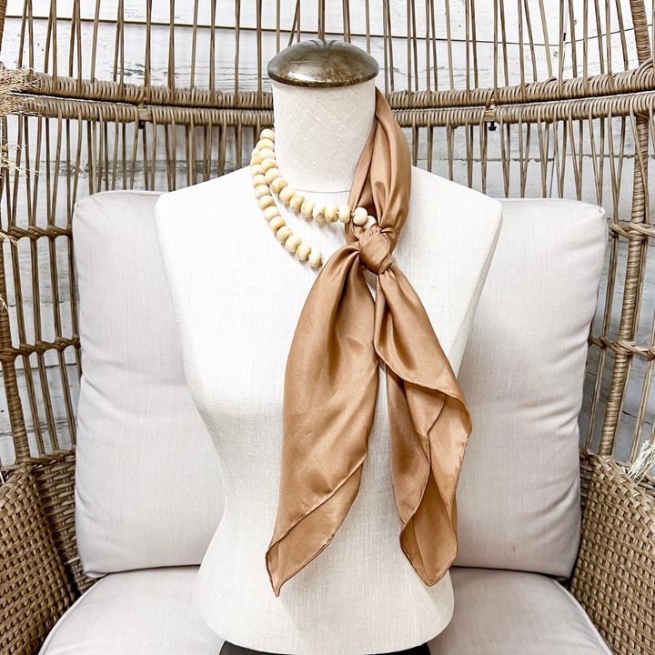 Wyoming Traders | Solid Silk Wild Rag Scarf in Tan Brown