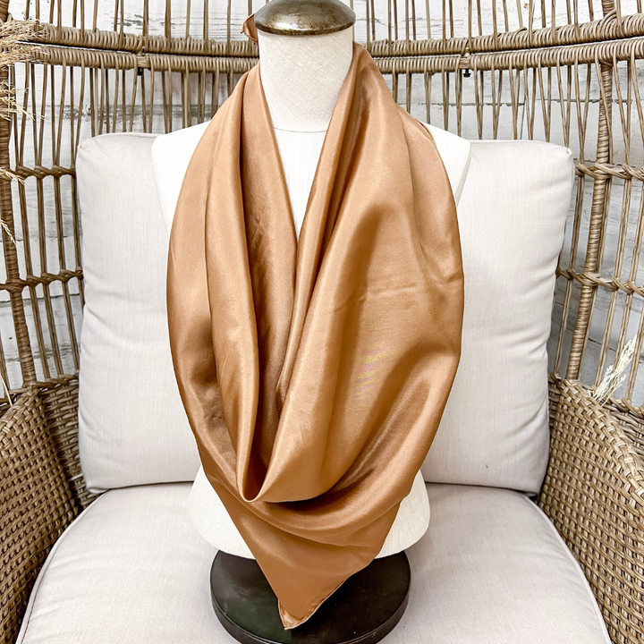 Wyoming Traders | Solid Silk Wild Rag Scarf in Tan Brown