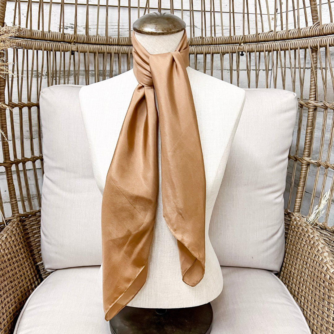 Wyoming Traders | Solid Silk Wild Rag Scarf in Tan Brown