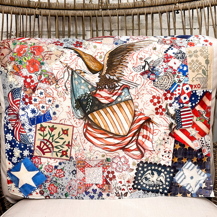 XOXO Art & Co | 1776 Shorty Wild Rag Scarf in Ivory, Red and Blue