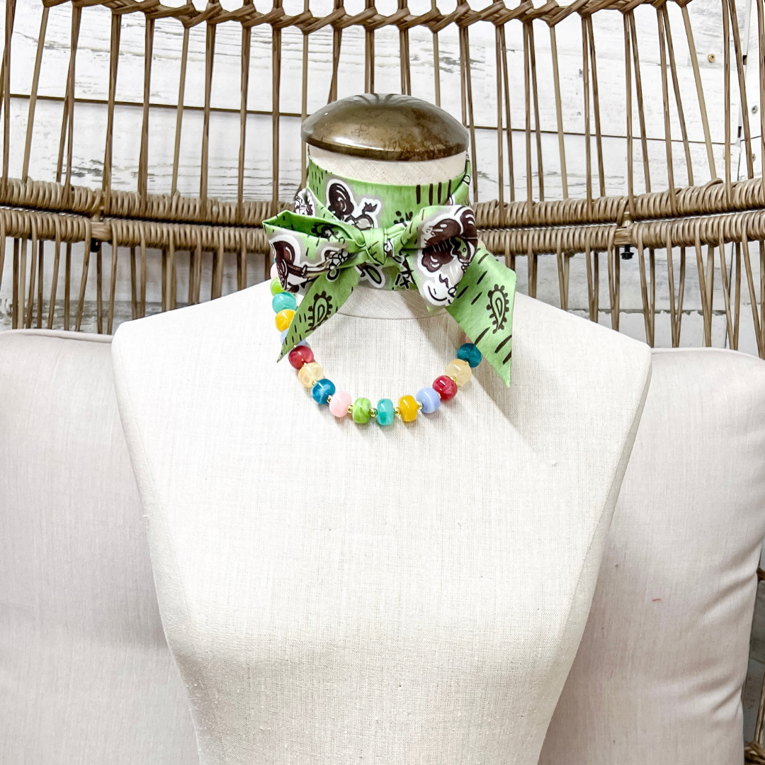 XOXO Art &amp; Co | 1940s Cowboys Print Twilly Scarf in Green