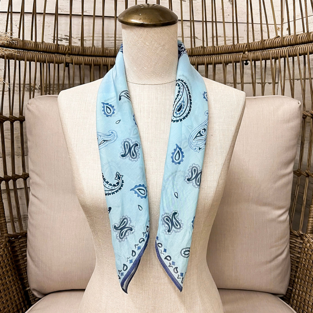 XOXO Art &amp; Co | Bandana Cowboy Shorty Wild Rag Scarf in Blue