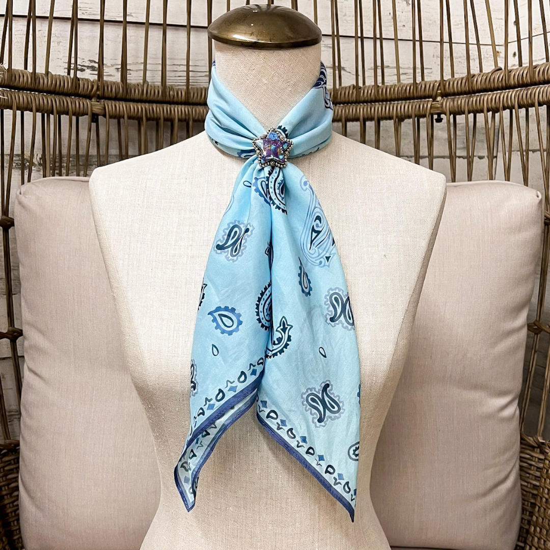 XOXO Art &amp; Co | Bandana Cowboy Shorty Wild Rag Scarf in Blue