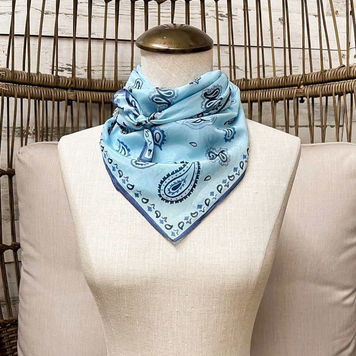 XOXO Art &amp; Co | Bandana Cowboy Shorty Wild Rag Scarf in Blue