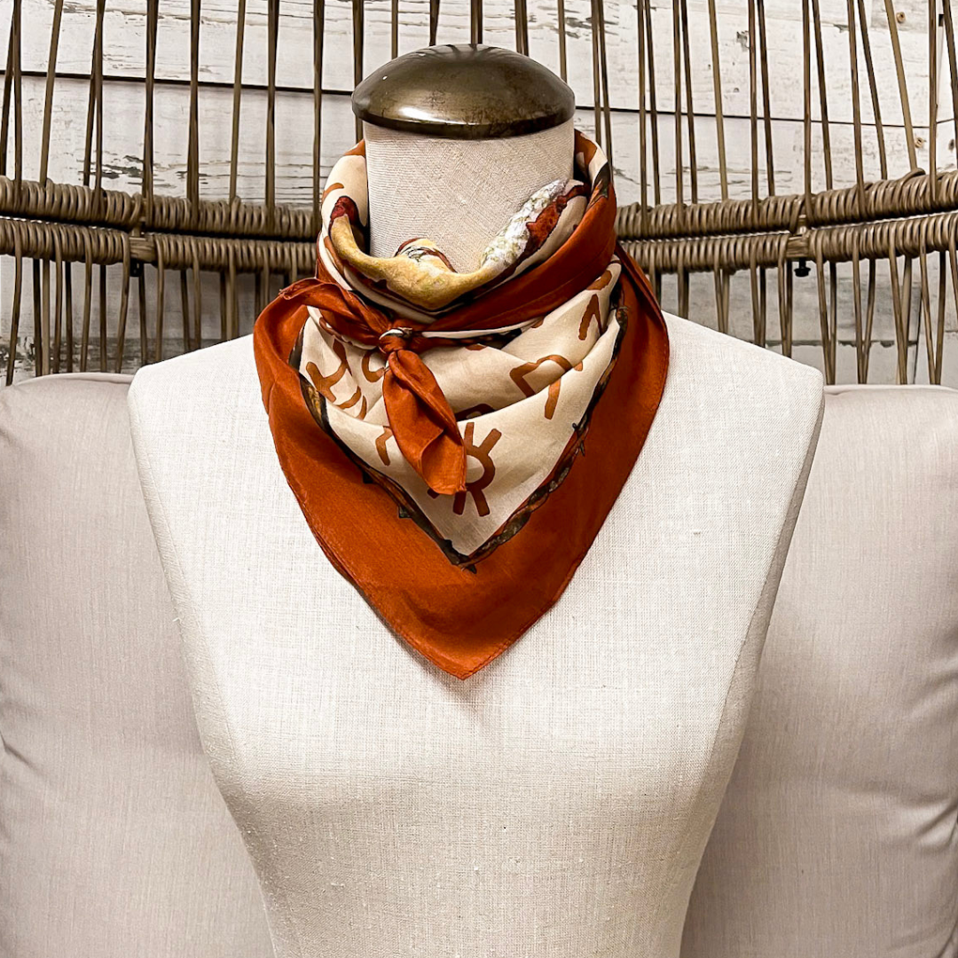 XOXO Art &amp; Co | Cattle Drive Shorty Wild Rag Scarf in Rust Orange