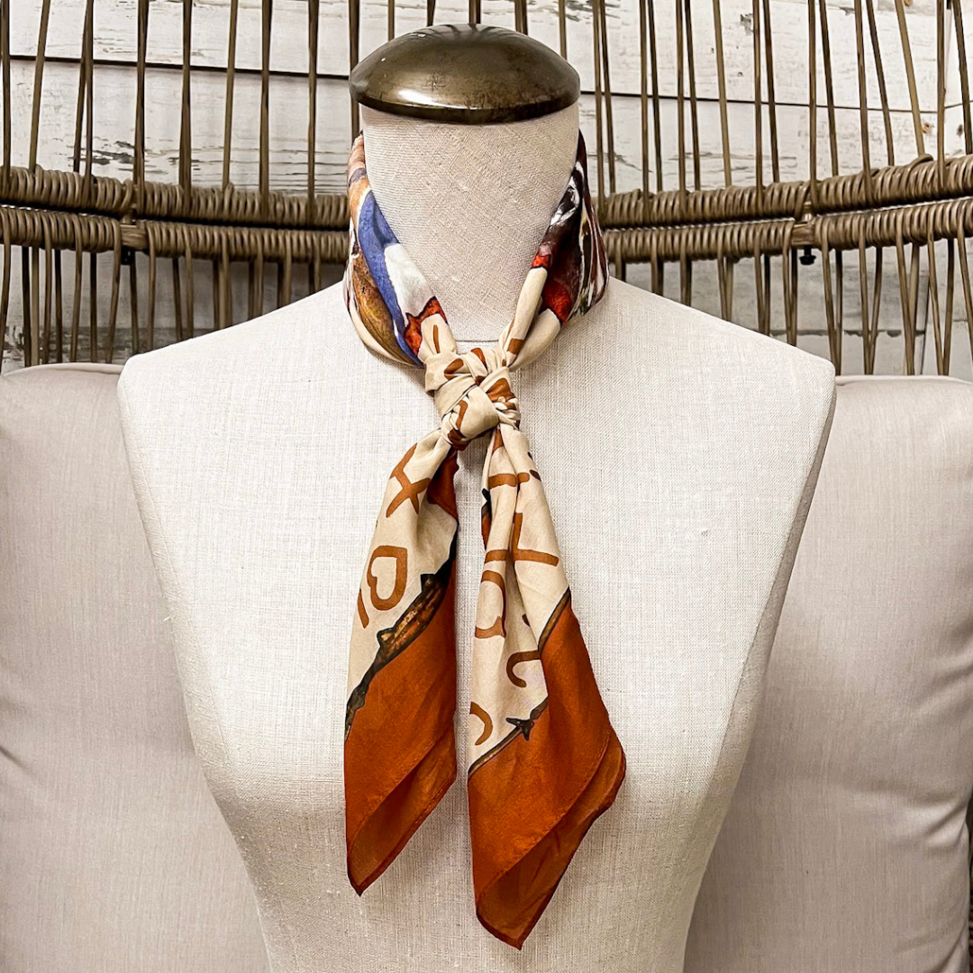 XOXO Art &amp; Co | Cattle Drive Shorty Wild Rag Scarf in Rust Orange
