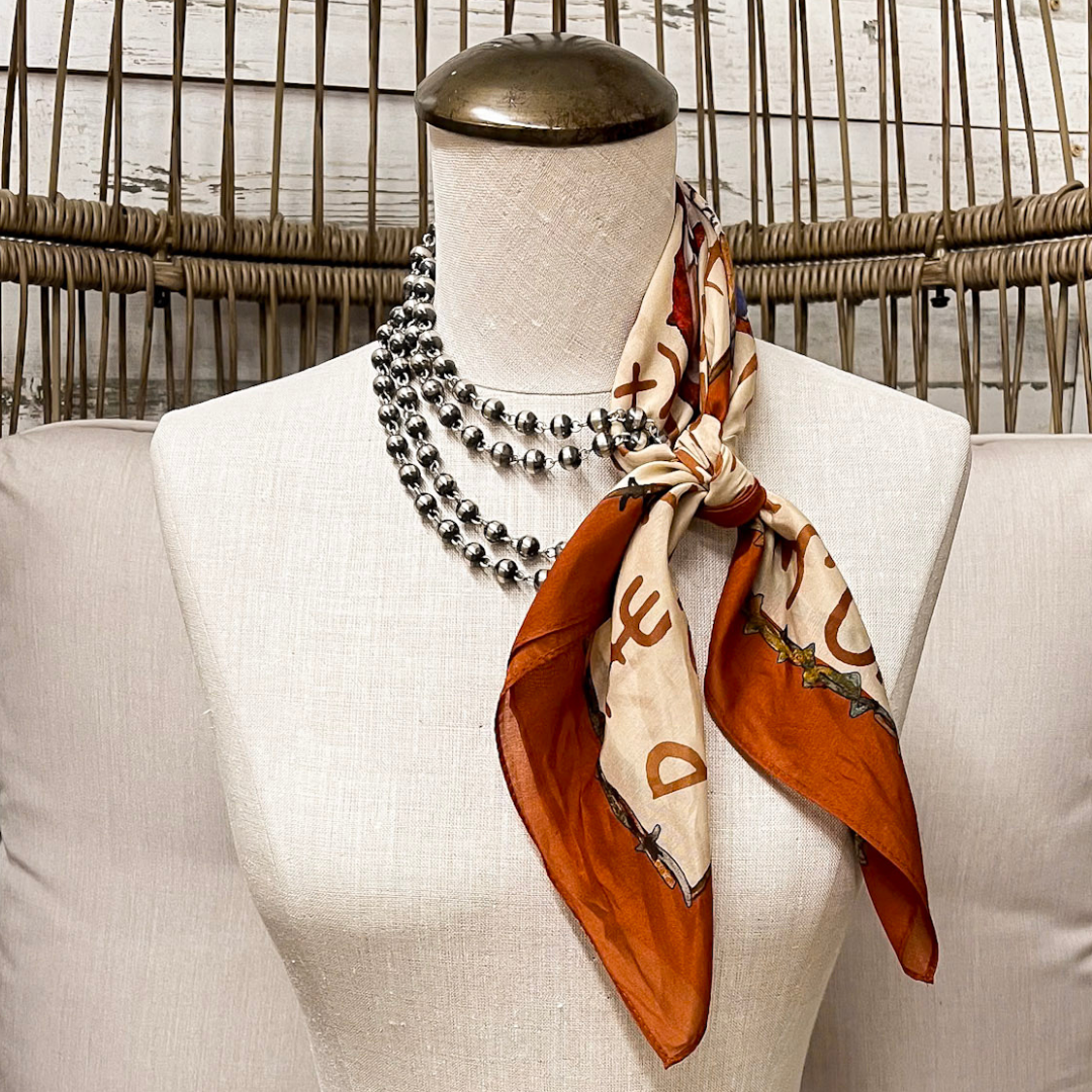 XOXO Art &amp; Co | Cattle Drive Shorty Wild Rag Scarf in Rust Orange