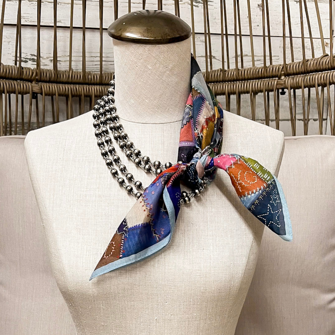 XOXO Art &amp; Co | Crazy Quilt Shorty Wild Rag Scarf in Multicolor