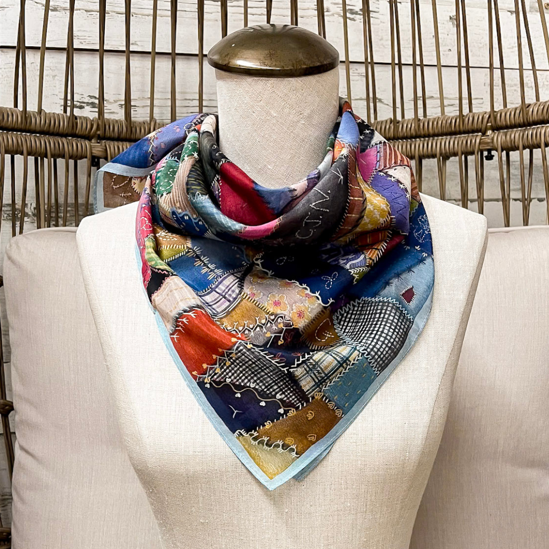 XOXO Art &amp; Co | Crazy Quilt Shorty Wild Rag Scarf in Multicolor
