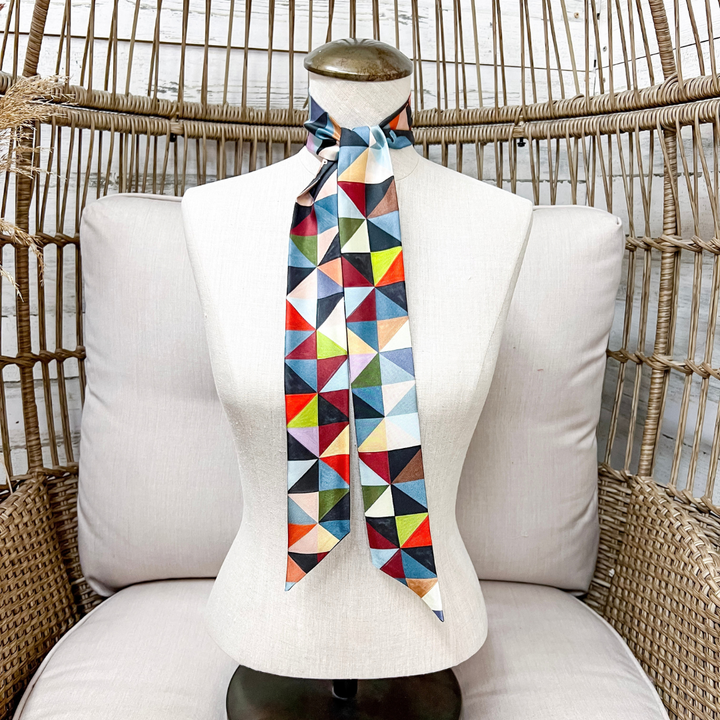 XOXO Art &amp; Co | Farm Folks Print Twilly Scarf in Black and Multicolor