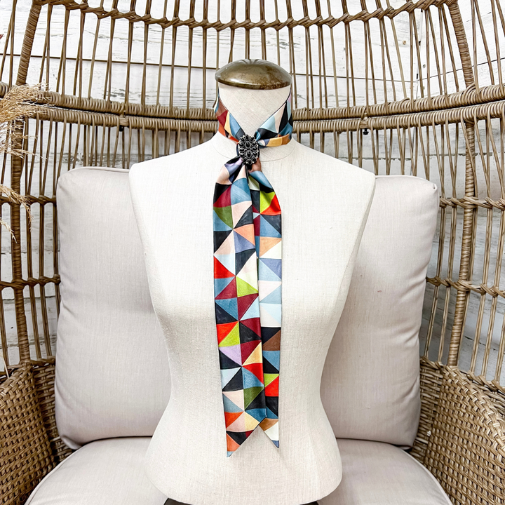 XOXO Art &amp; Co | Farm Folks Print Twilly Scarf in Black and Multicolor
