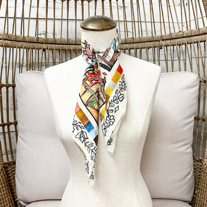 XOXO Art &amp; Co | Folk Art Resist Print Shorty Wild Rag Scarf in Multicolor