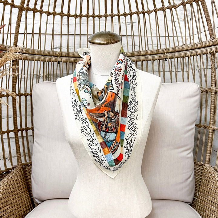 XOXO Art &amp; Co | Folk Art Resist Print Shorty Wild Rag Scarf in Multicolor