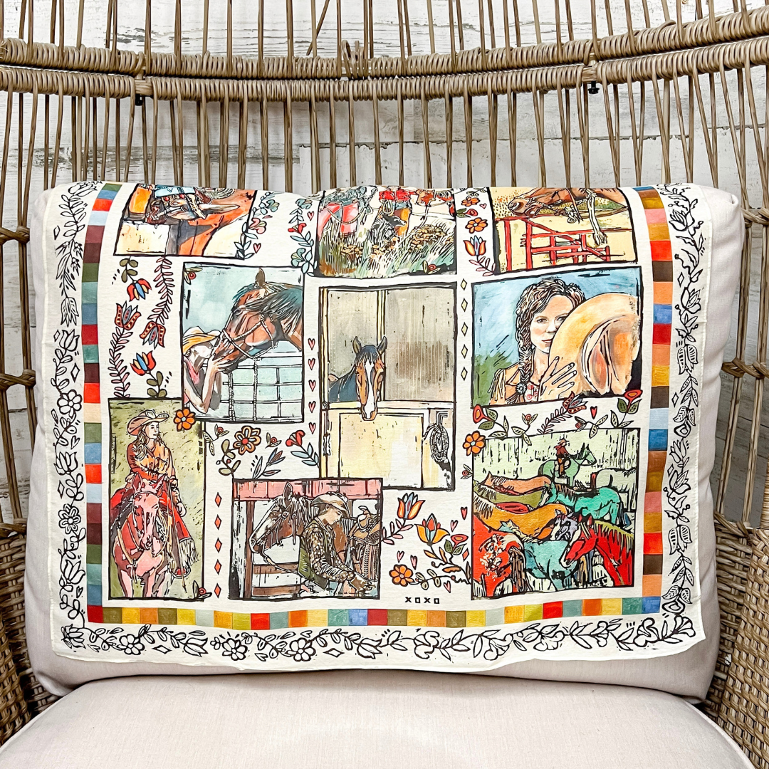 XOXO Art &amp; Co | Folk Art Resist Print Shorty Wild Rag Scarf in Multicolor