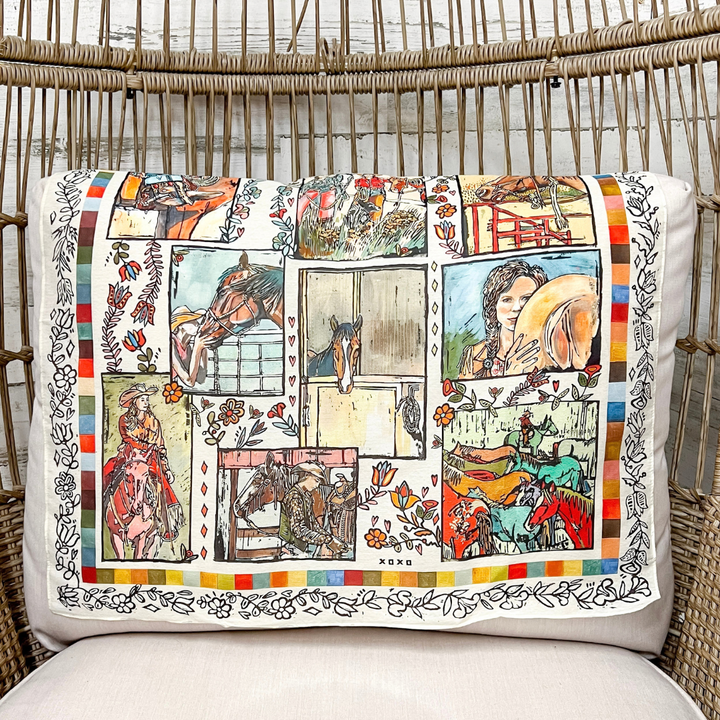XOXO Art &amp; Co | Folk Art Resist Print Shorty Wild Rag Scarf in Multicolor