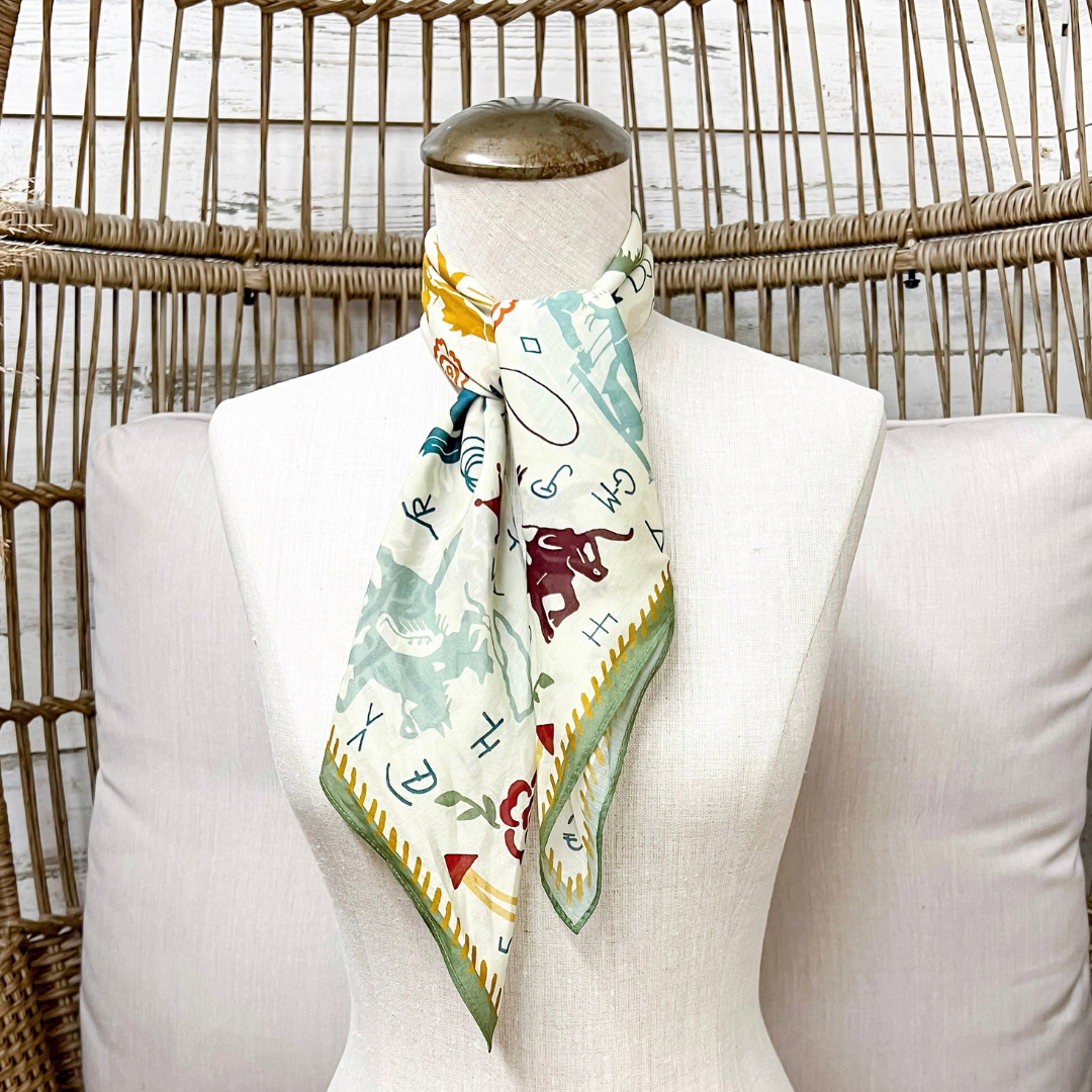 XOXO Art &amp; Co | Smiley Pockets Print Shorty Wild Rag Scarf in Multicolor