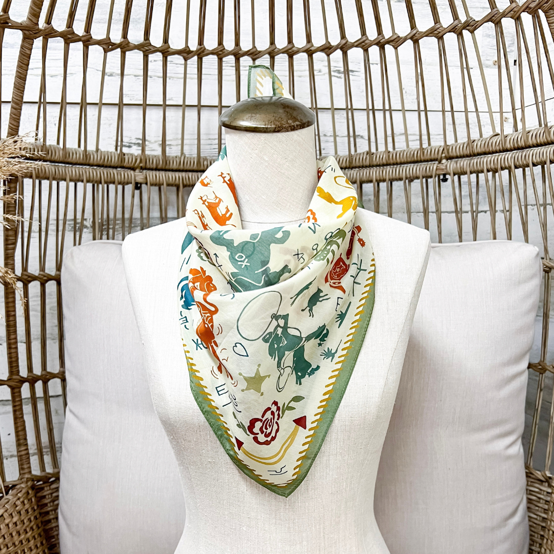 XOXO Art &amp; Co | Smiley Pockets Print Shorty Wild Rag Scarf in Multicolor