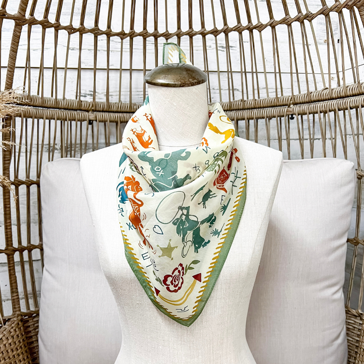 XOXO Art &amp; Co | Smiley Pockets Print Shorty Wild Rag Scarf in Multicolor