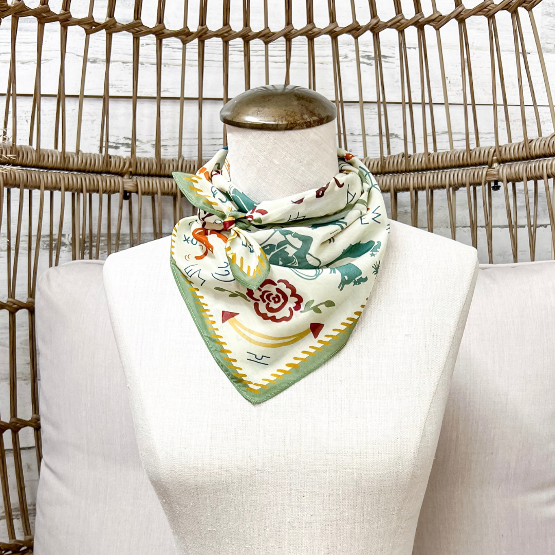 XOXO Art &amp; Co | Smiley Pockets Print Shorty Wild Rag Scarf in Multicolor