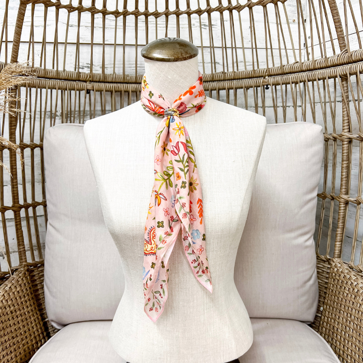 XOXO Art &amp; Co | Home Sweet Home Print Shorty Wild Rag Scarf in Pink