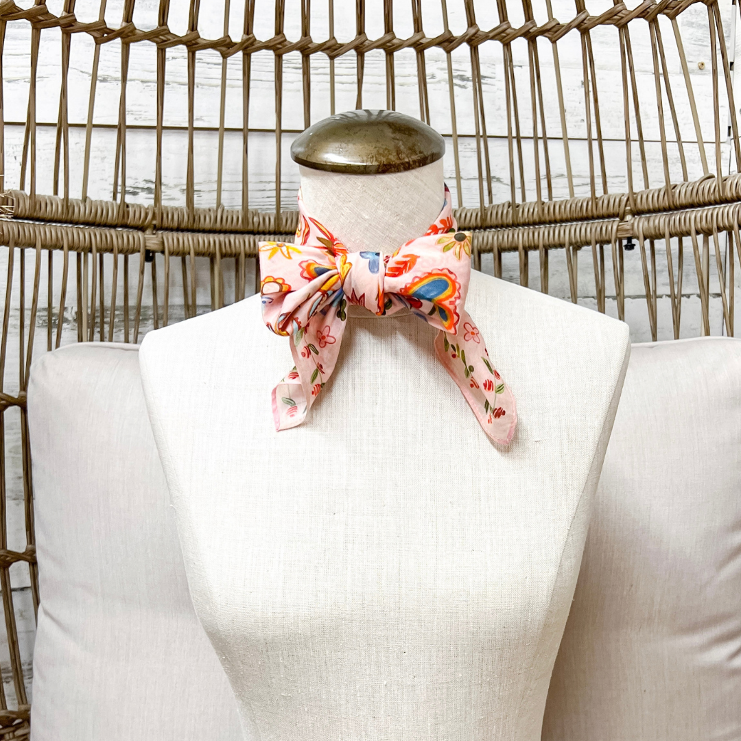 XOXO Art &amp; Co | Home Sweet Home Print Shorty Wild Rag Scarf in Pink