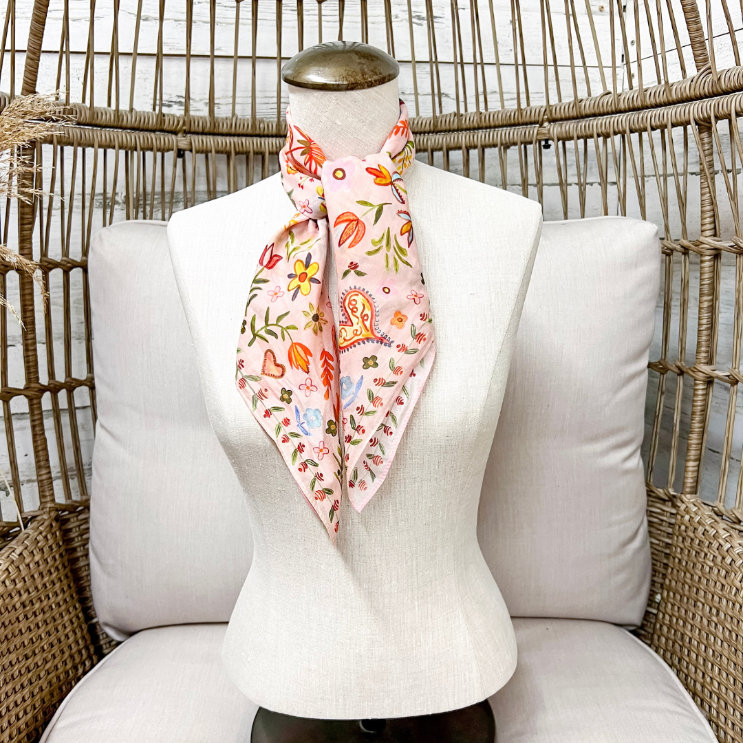 XOXO Art &amp; Co | Home Sweet Home Print Shorty Wild Rag Scarf in Pink