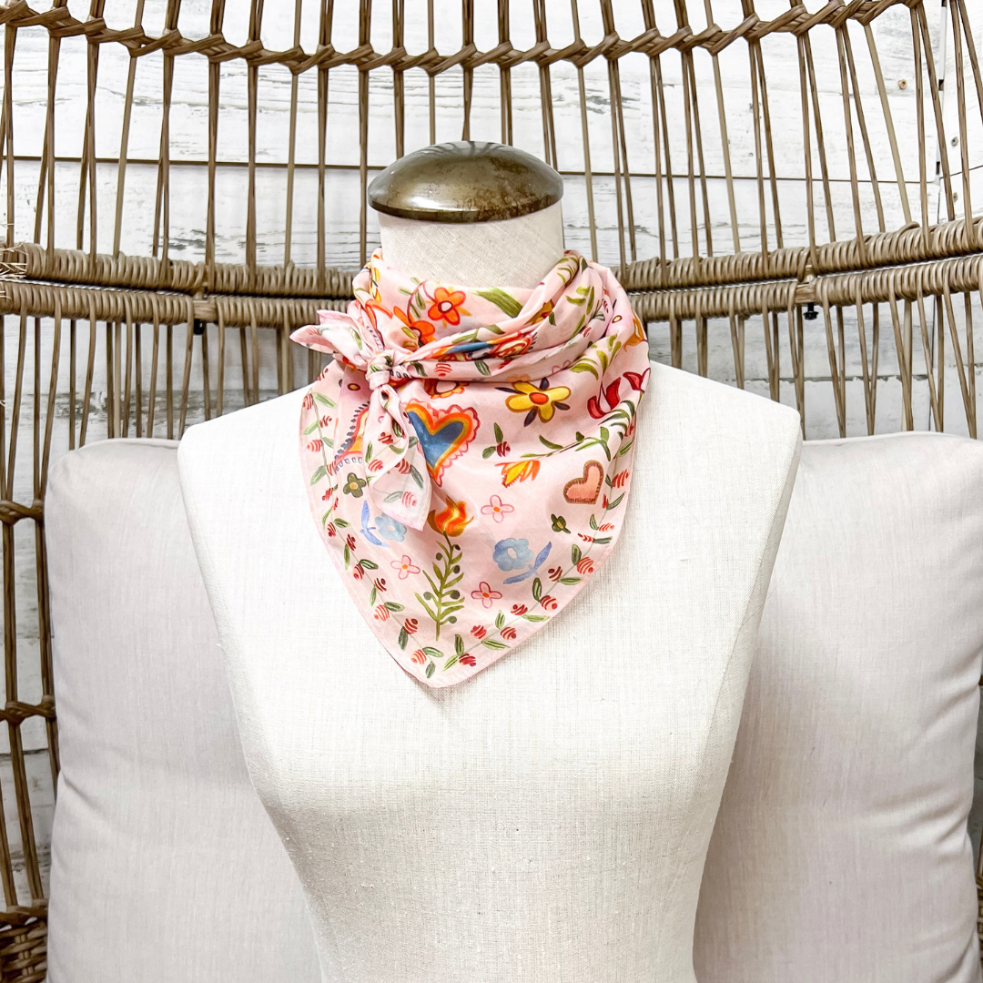 XOXO Art &amp; Co | Home Sweet Home Print Shorty Wild Rag Scarf in Pink