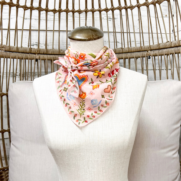 XOXO Art &amp; Co | Home Sweet Home Print Shorty Wild Rag Scarf in Pink