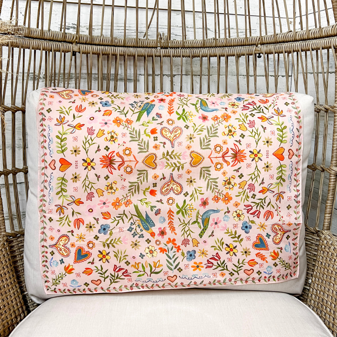 XOXO Art &amp; Co | Home Sweet Home Print Shorty Wild Rag Scarf in Pink