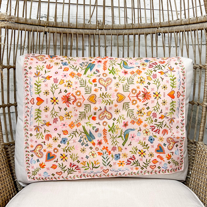 XOXO Art &amp; Co | Home Sweet Home Print Shorty Wild Rag Scarf in Pink