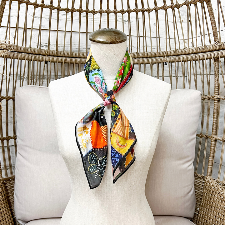 XOXO Art &amp; Co | Quilted Velvet Print Shorty Wild Rag Scarf in Multicolor