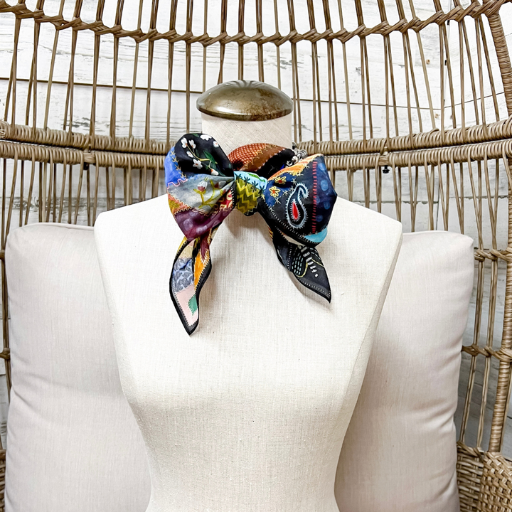 XOXO Art &amp; Co | Quilted Velvet Print Shorty Wild Rag Scarf in Multicolor