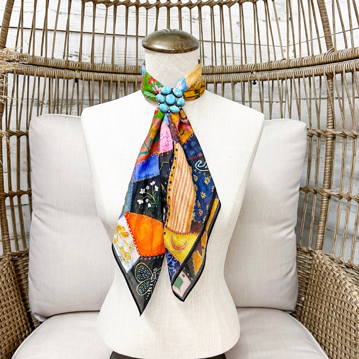 XOXO Art &amp; Co | Quilted Velvet Print Shorty Wild Rag Scarf in Multicolor