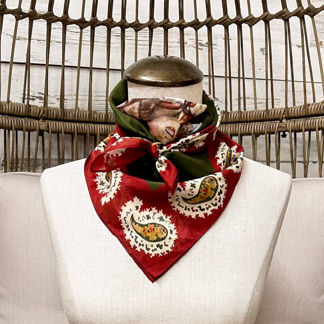 XOXO Art &amp; Co | Ranch Girl Shorty Wild Rag Scarf in Olive Green
