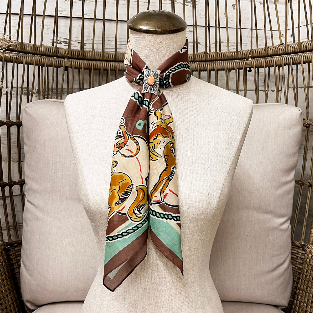 XOXO Art &amp; Co | Retro Roping Shorty Wild Rag Scarf in Brown