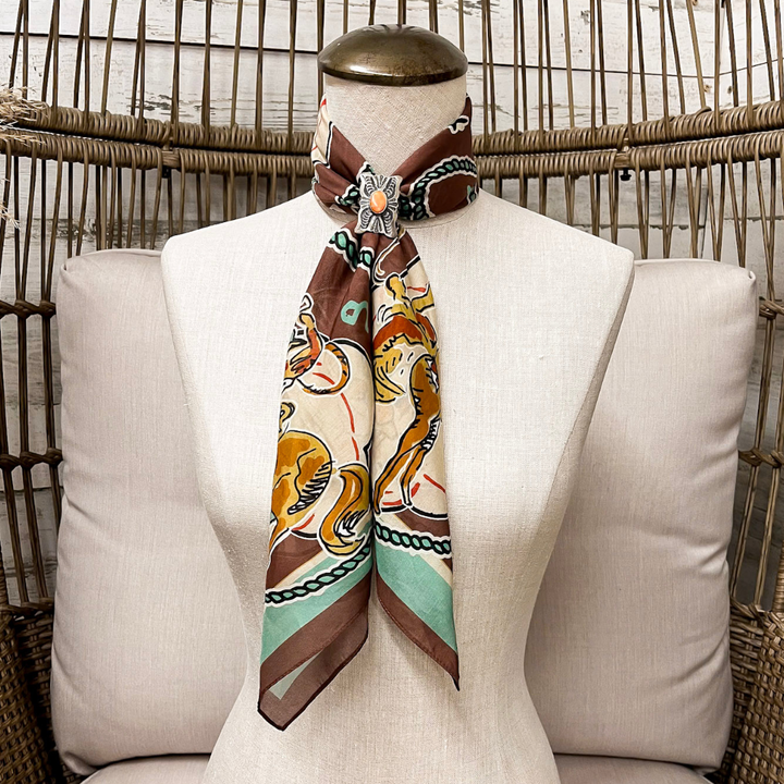 XOXO Art &amp; Co | Retro Roping Shorty Wild Rag Scarf in Brown