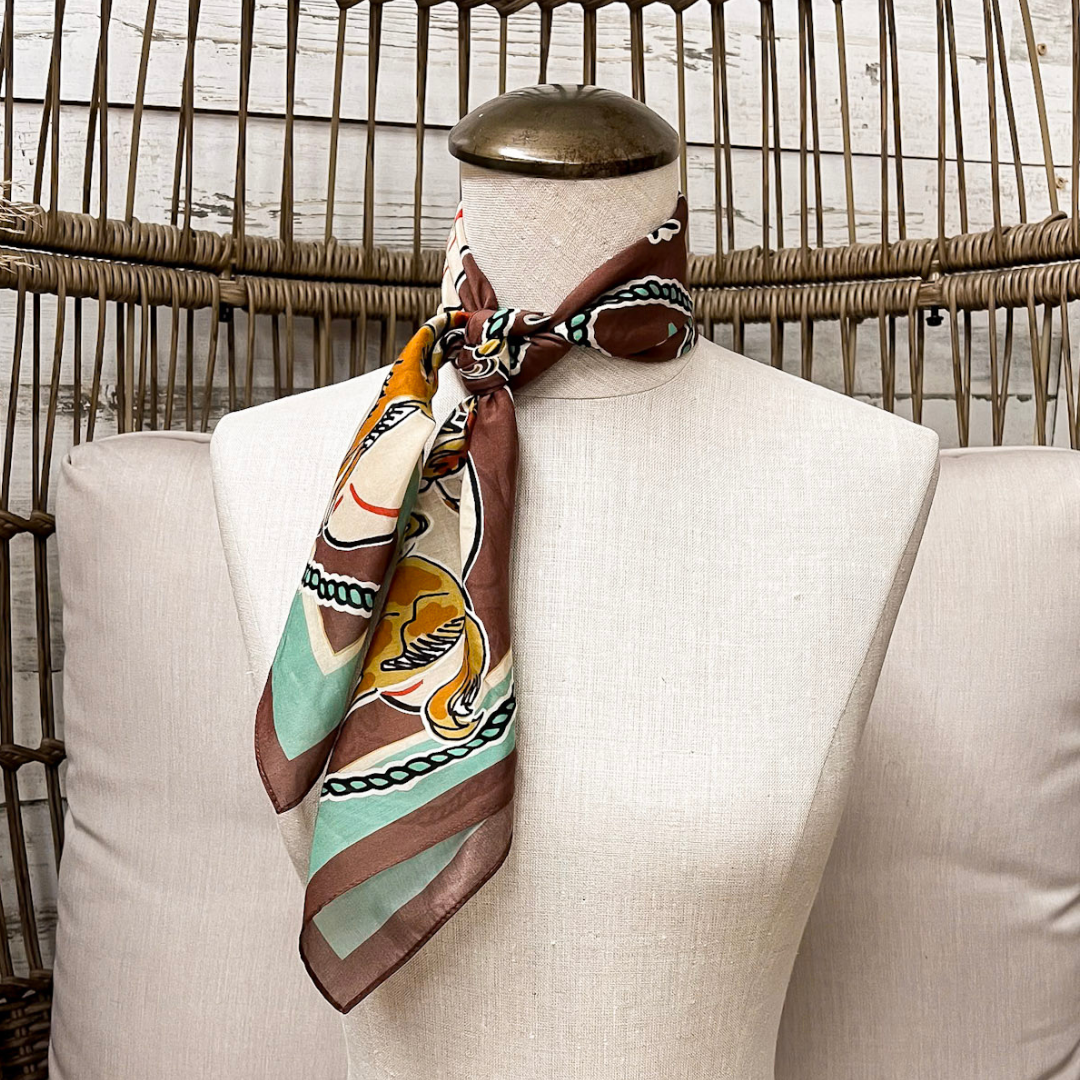 XOXO Art &amp; Co | Retro Roping Shorty Wild Rag Scarf in Brown