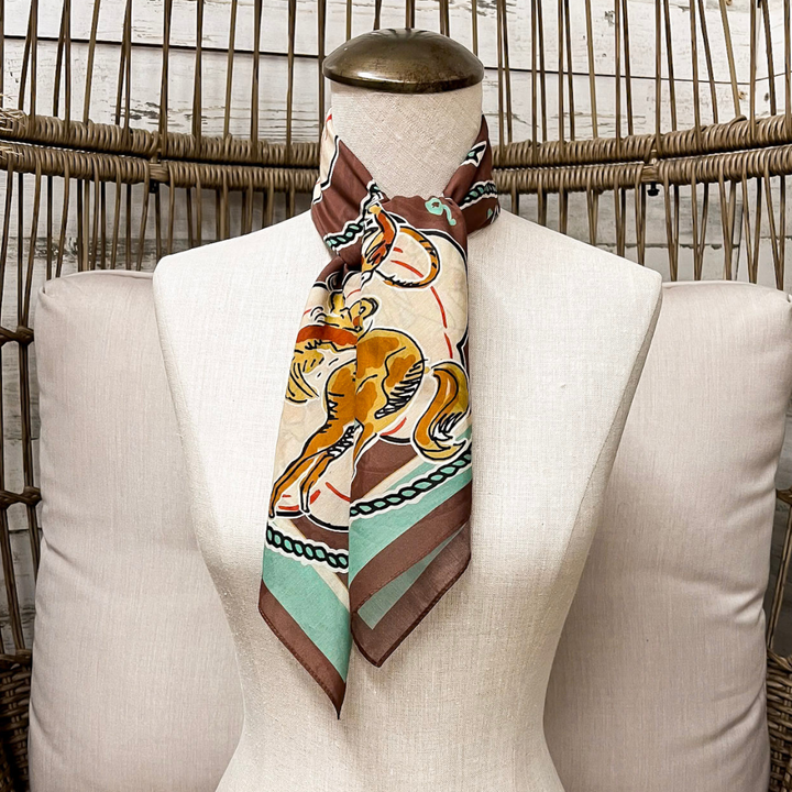 XOXO Art &amp; Co | Retro Roping Shorty Wild Rag Scarf in Brown