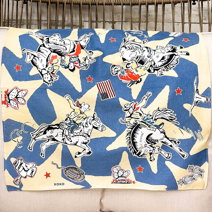 XOXO Art & Co | Star Cowboys Bandana Scarf in Cream and Blue