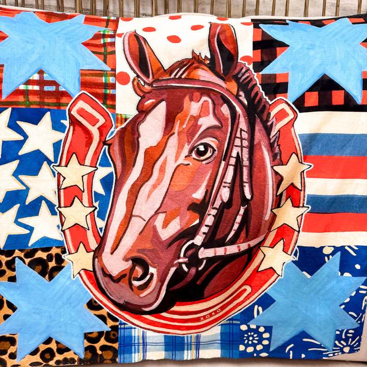 XOXO Art & Co | Star Horse Bandana Scarf in Brown, Blue and Red