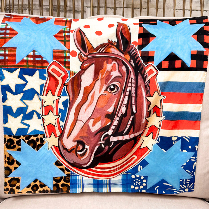 XOXO Art & Co | Star Horse Bandana Scarf in Brown, Blue and Red