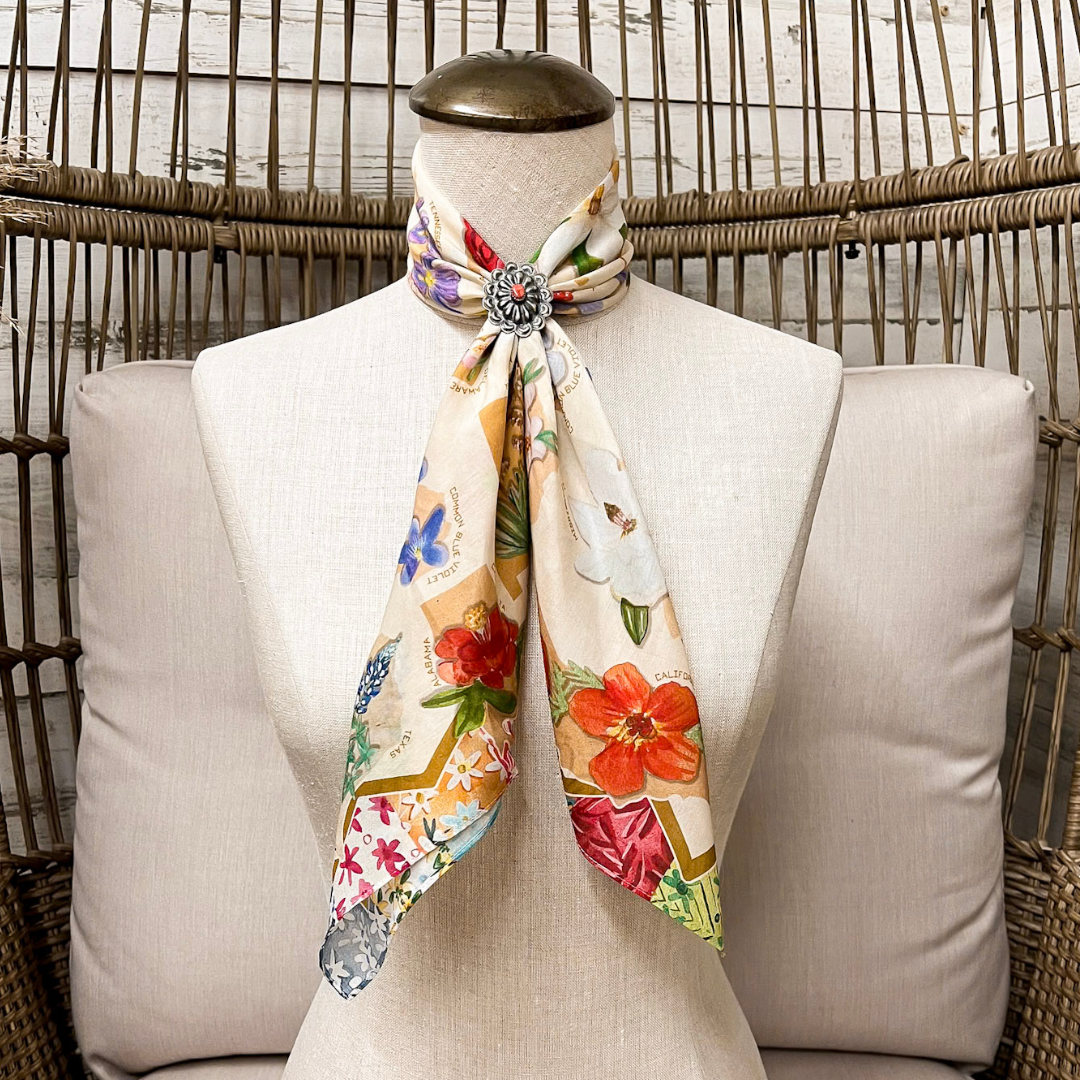 XOXO Art &amp; Co | State Flowers Shorty Wild Rag Scarf in Multicolor