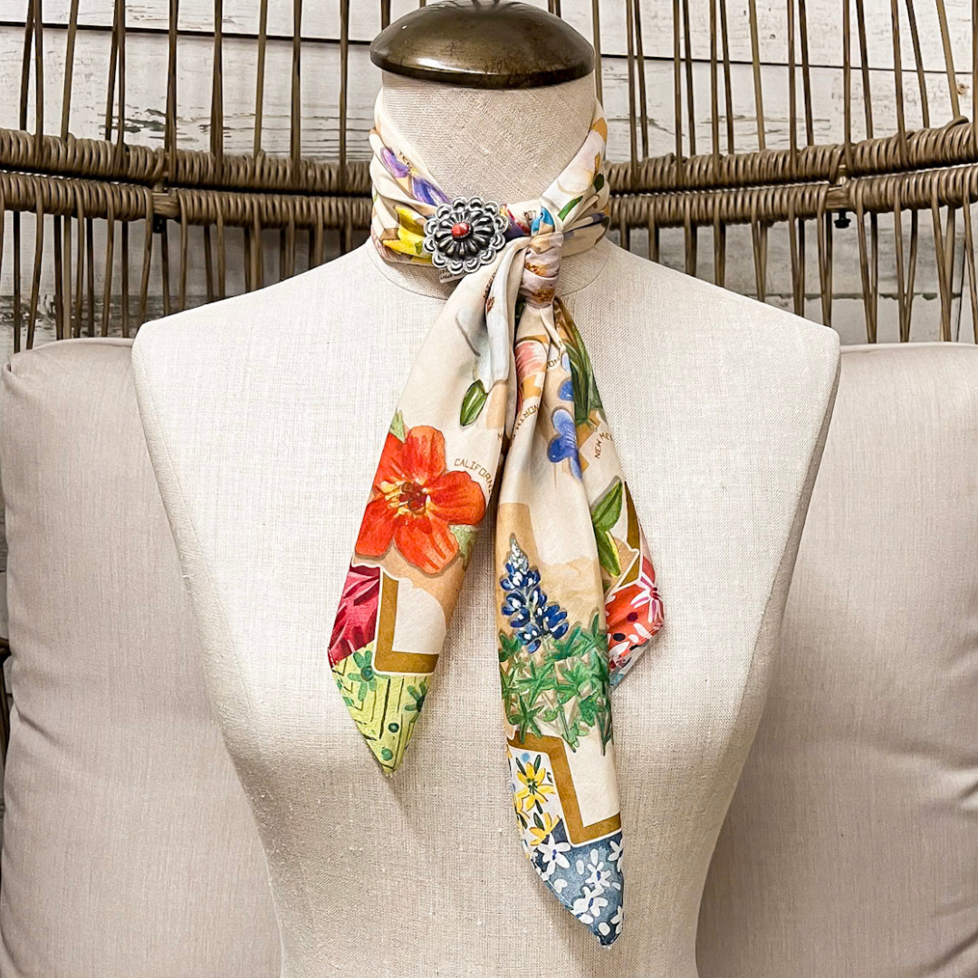 XOXO Art &amp; Co | State Flowers Shorty Wild Rag Scarf in Multicolor