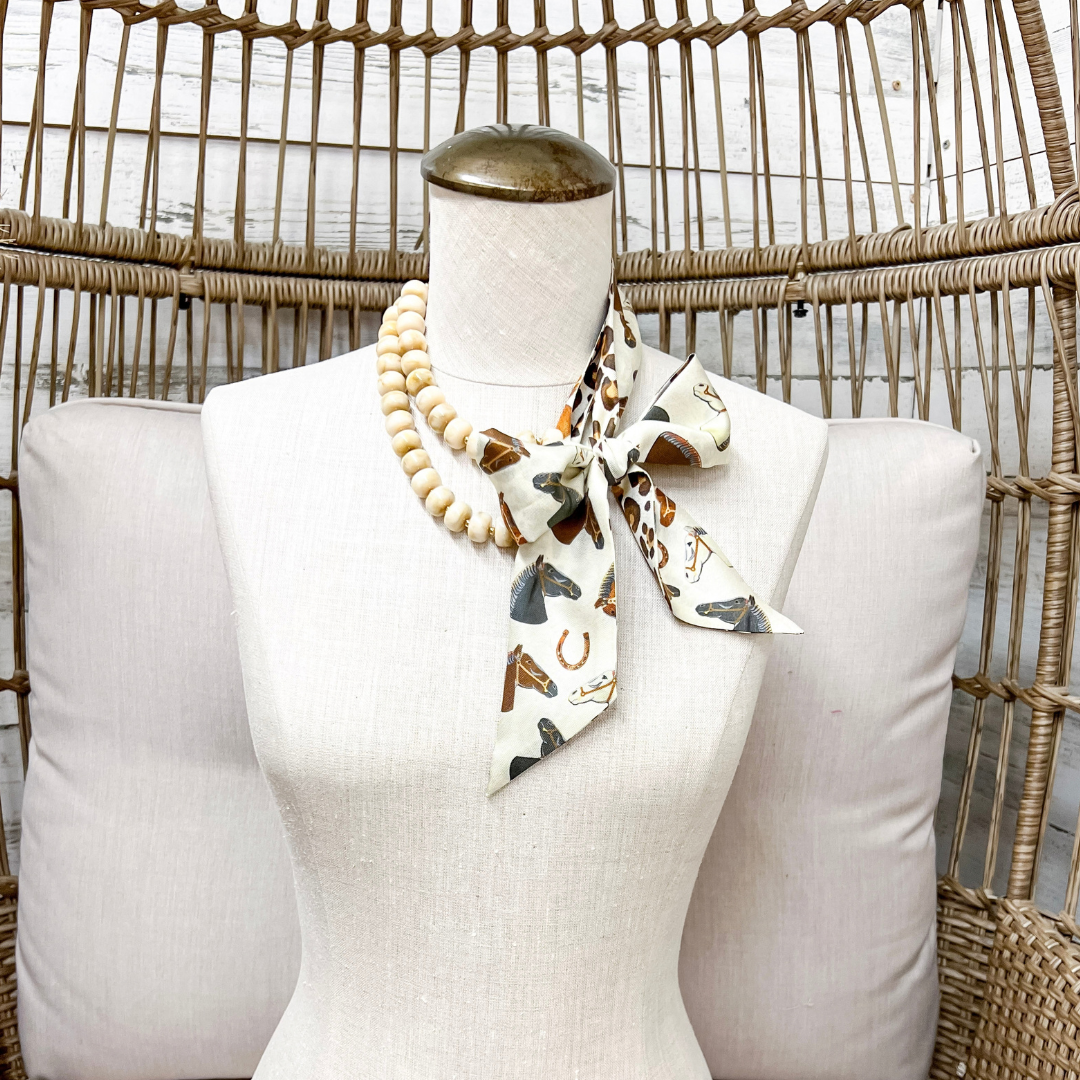 XOXO Art &amp; Co | Wild Horses Print Twilly Scarf in Ivory and Leopard