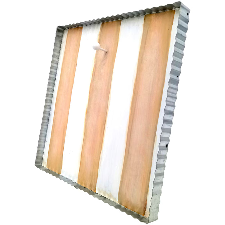 The Round Top Collection | Gallery Art Display Board with Metal Trim in Cream and White Stripe