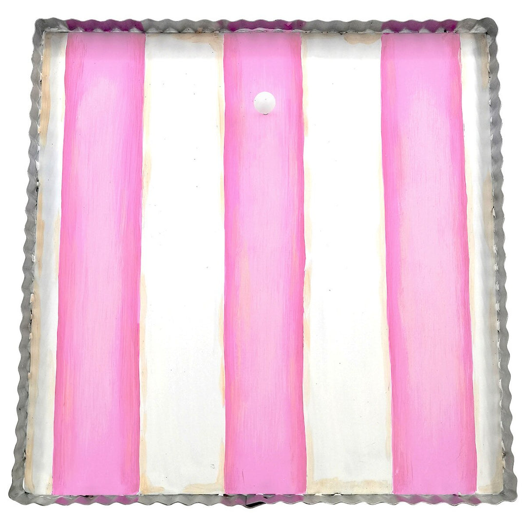 The Round Top Collection | Gallery Art Display Board with Metal Trim in Pink and White Stripe